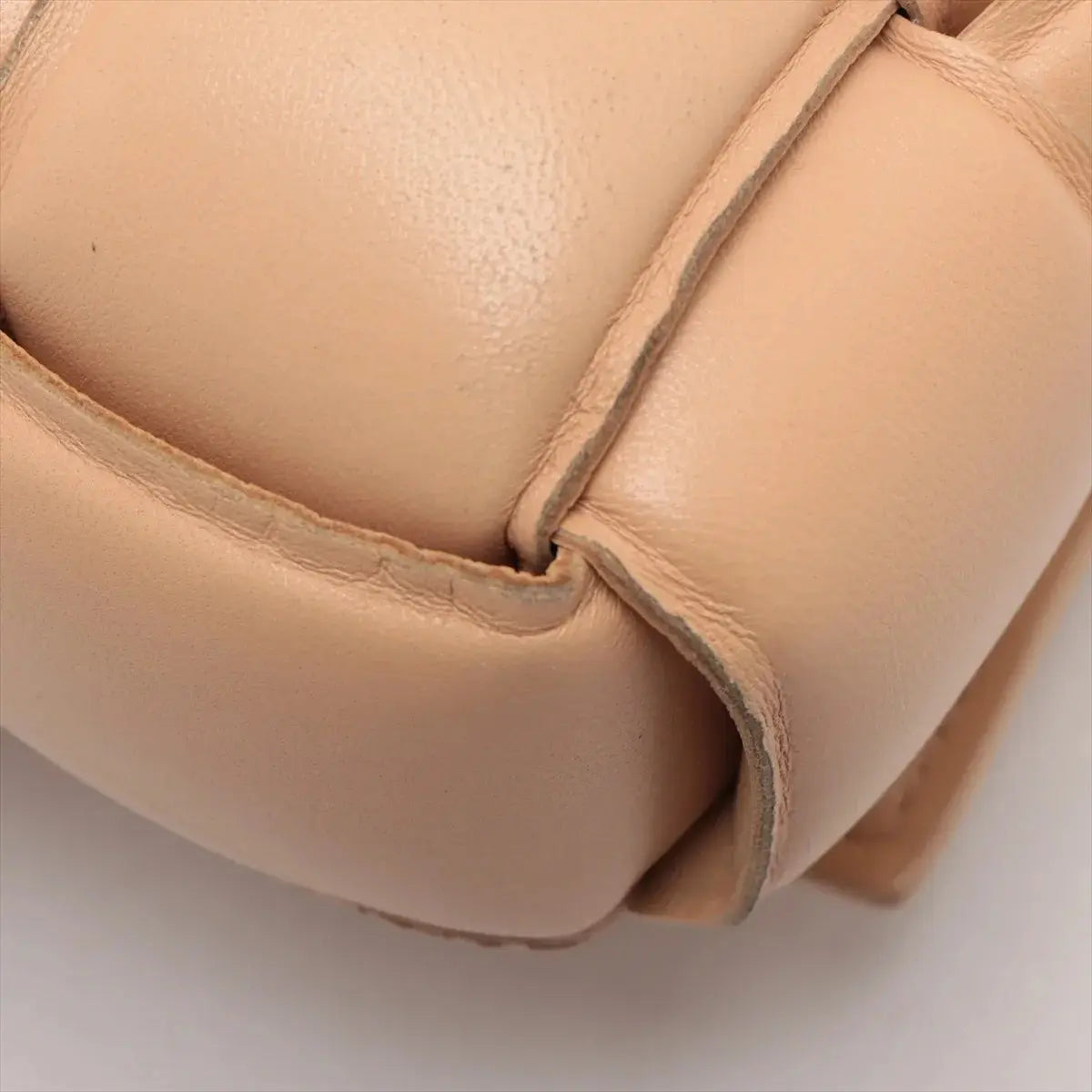 Pre-Loved Padded Cassette Crossbody Bag Intrecciato Leather with Gold Hardware, Beige
