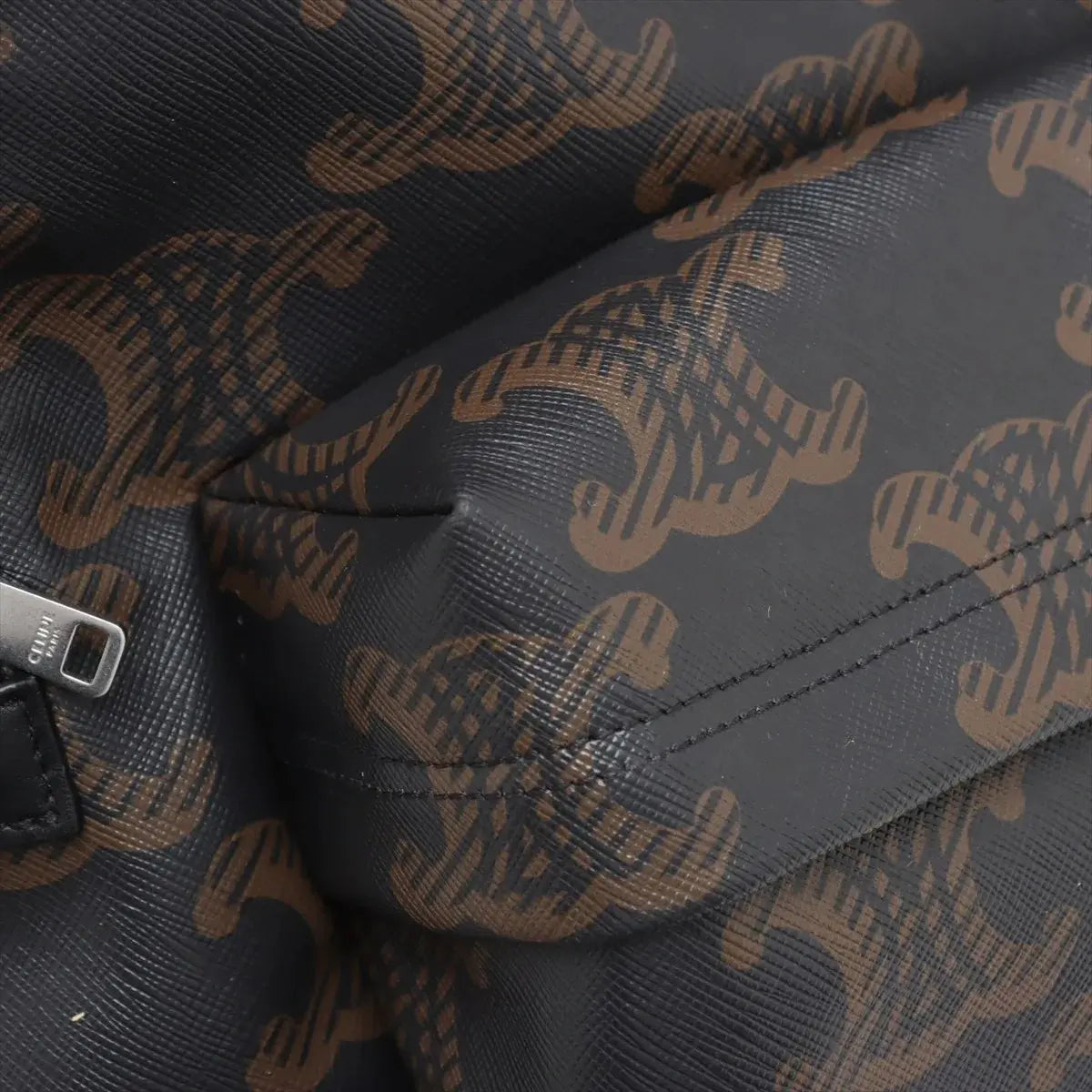 Pre-Loved Triomphe Backpack Triomphe Coated Canvas with Silver Hardware, Black and Brown