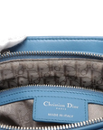 Pre-Loved Lady Dior Handbag Cannage Leather Large with Silver Hardware, Blue