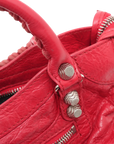 Pre-Loved Classic City Handbag Leather Mini with Silver Hardware, Red