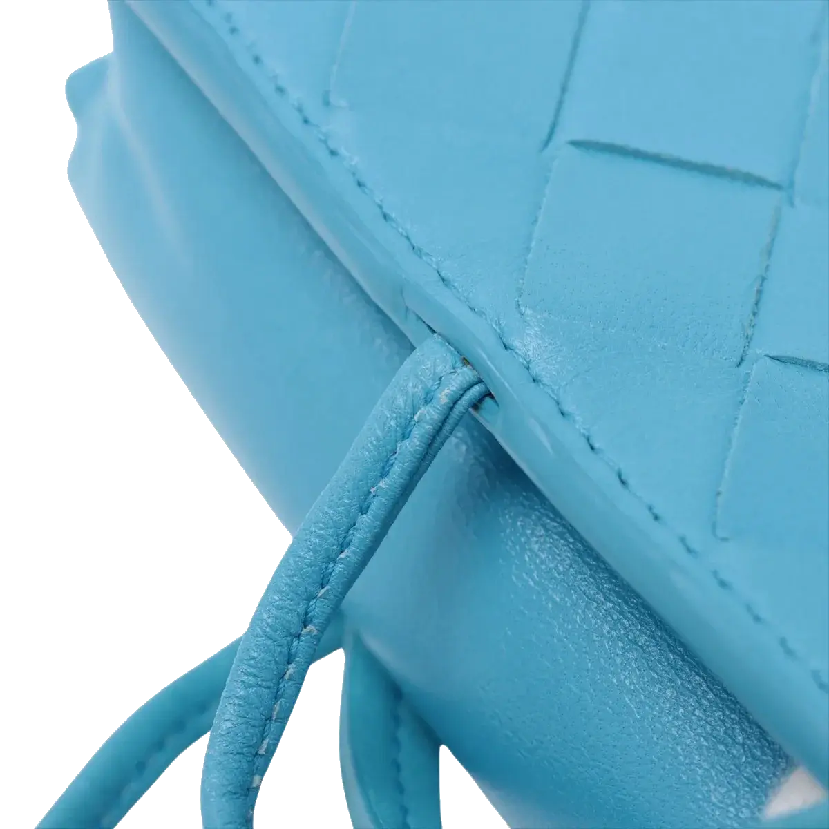 Pre-Loved Intrecciato Mini Crossbody Crossbody Bag Intrecciato Leather Mini, Light Blue
