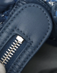 Pre-Loved Tweed on Stitch Bubble Quilt Tote Quilted Nylon with Silver Hardware, Blue