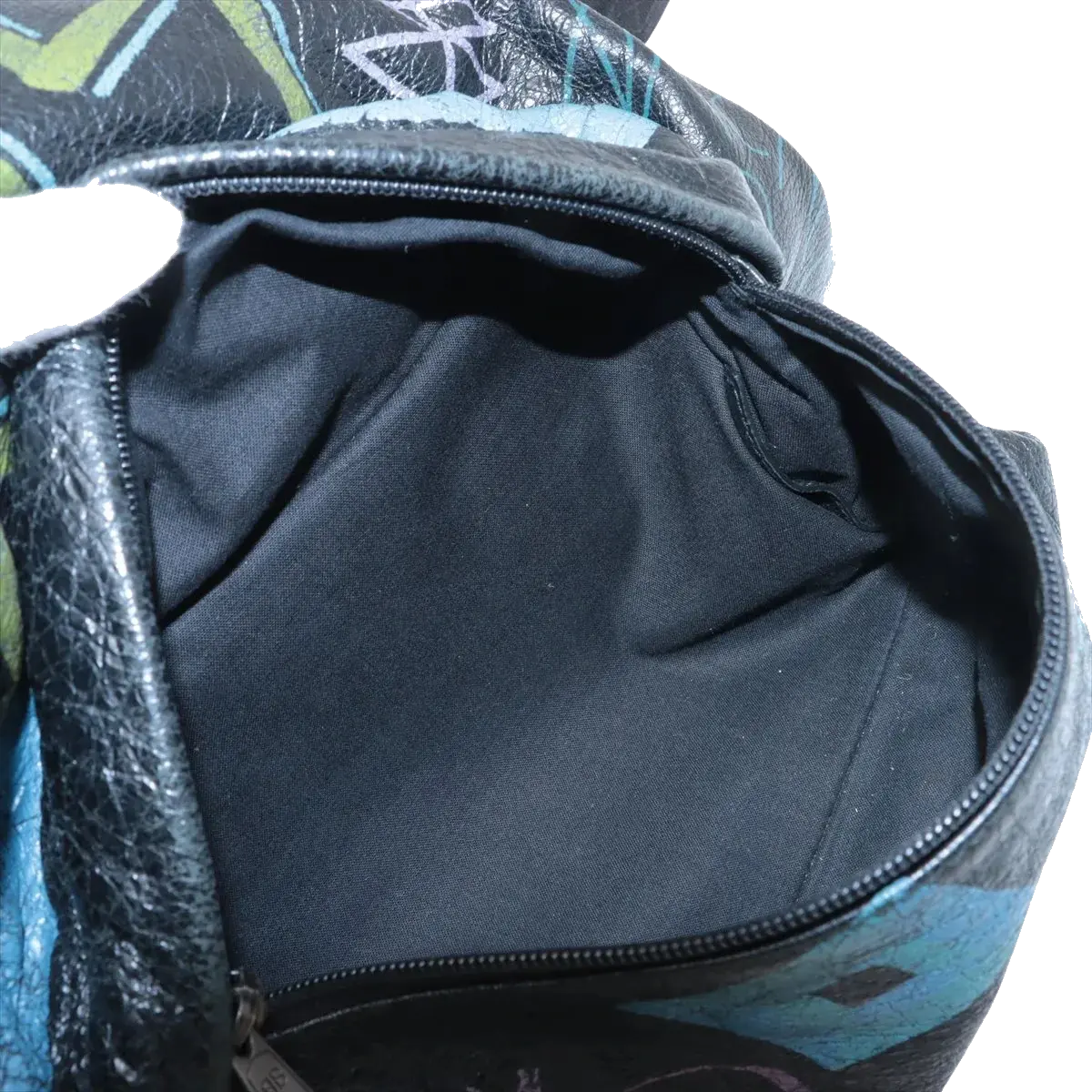 Pre-Loved Explorer Graffiti Backpack Graffiti Leather with Silver Hardware, Black