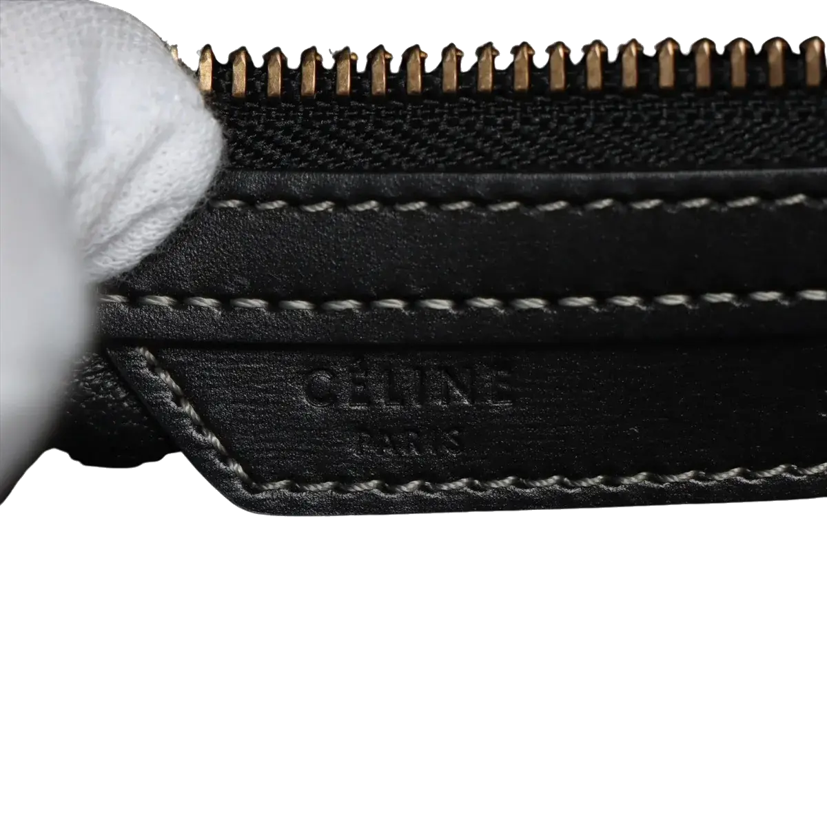 Pre-Loved Luggage Tote Leather Micro with Gold Hardware, Black and Grey