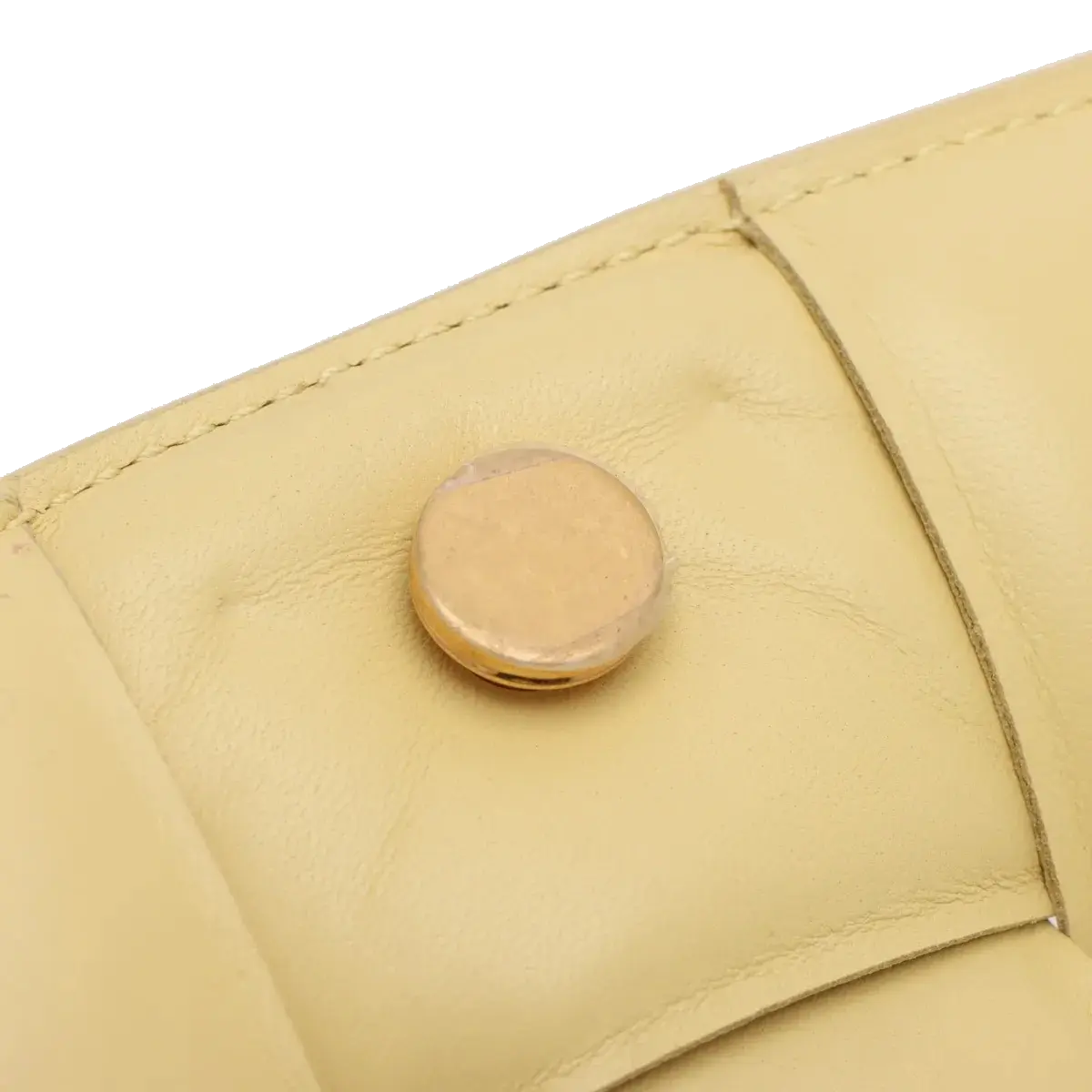 Pre-Loved Chain Cassette Shoulder Bag Intrecciato Leather with Gold Hardware, Pale Yellow