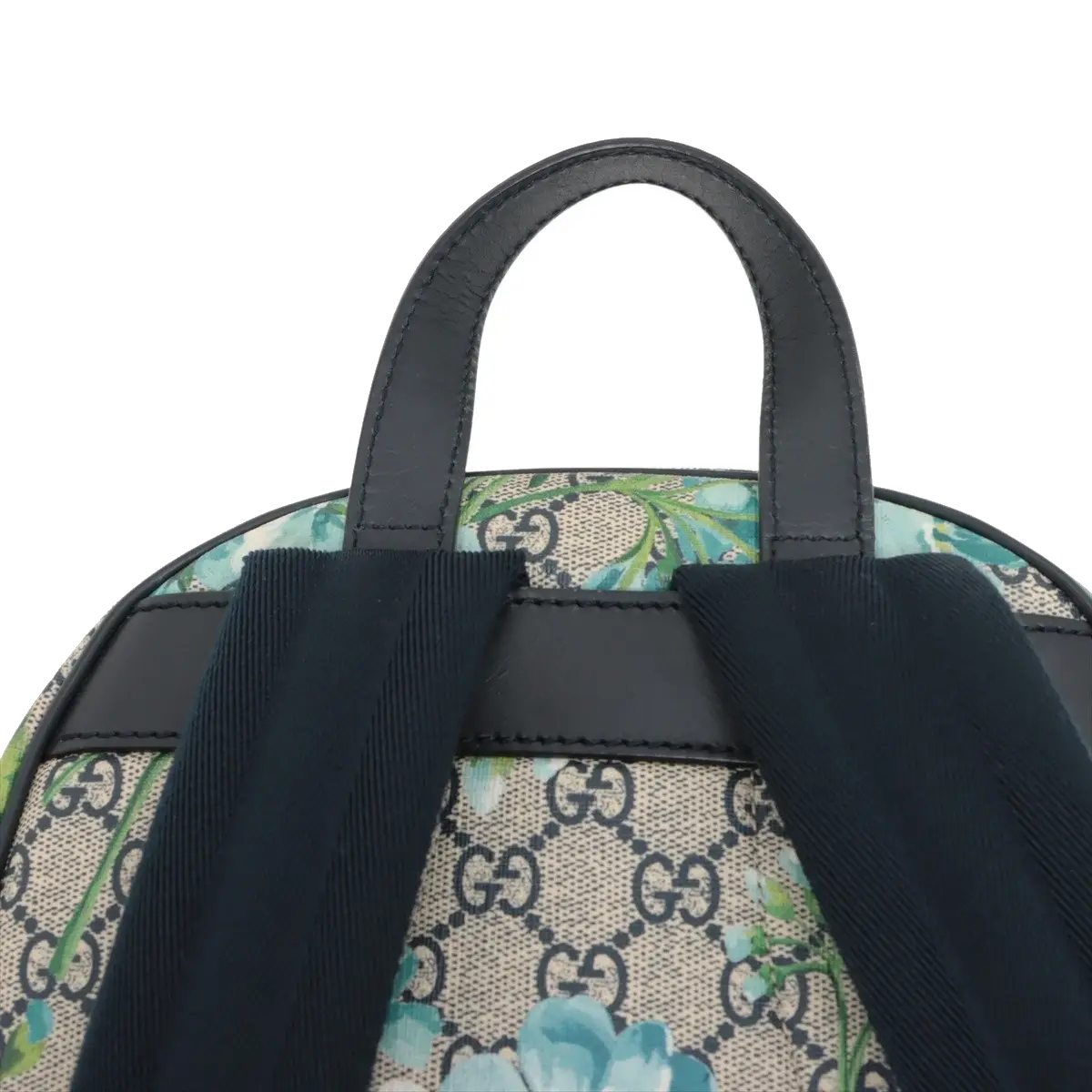 Pre-Loved GG Supreme Blooms Backpack Monogram Coated Canvas Small with Silver Hardware, Beige Blue Floral