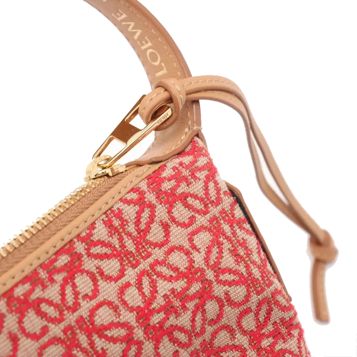 Pre-Loved Anagram Pochette Shoulder Bag Anagram Canvas Small with Gold Hardware, Red and Beige