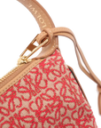 Pre-Loved Anagram Pochette Shoulder Bag Anagram Canvas Small with Gold Hardware, Red and Beige