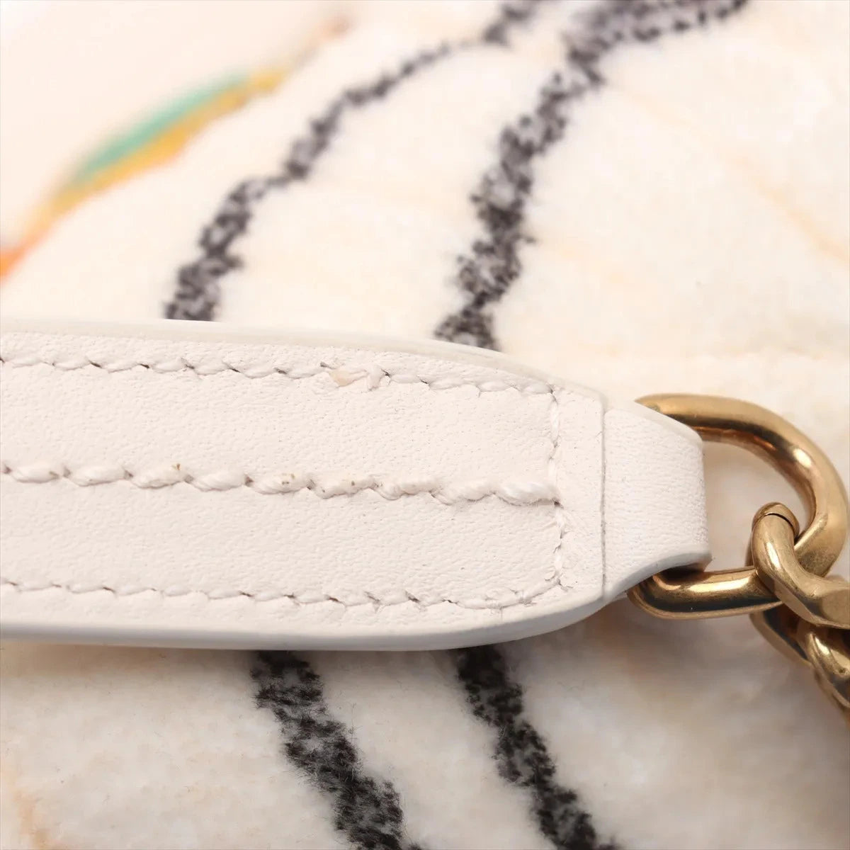 Pre-Loved Loulou Puffer Shoulder Bag Quilted Velvet Small with Aged Gold Hardware, Ivory Multicolor