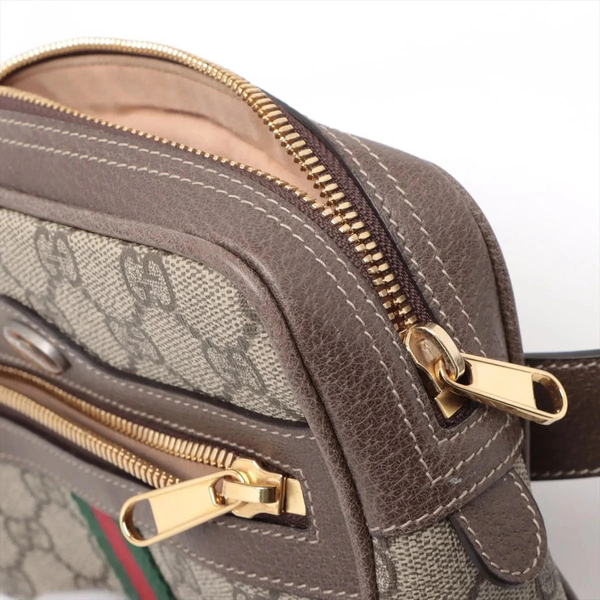 Pre-Loved Ophidia Belt Bag Monogram Coated Canvas Small with Gold Hardware, Beige Ebony