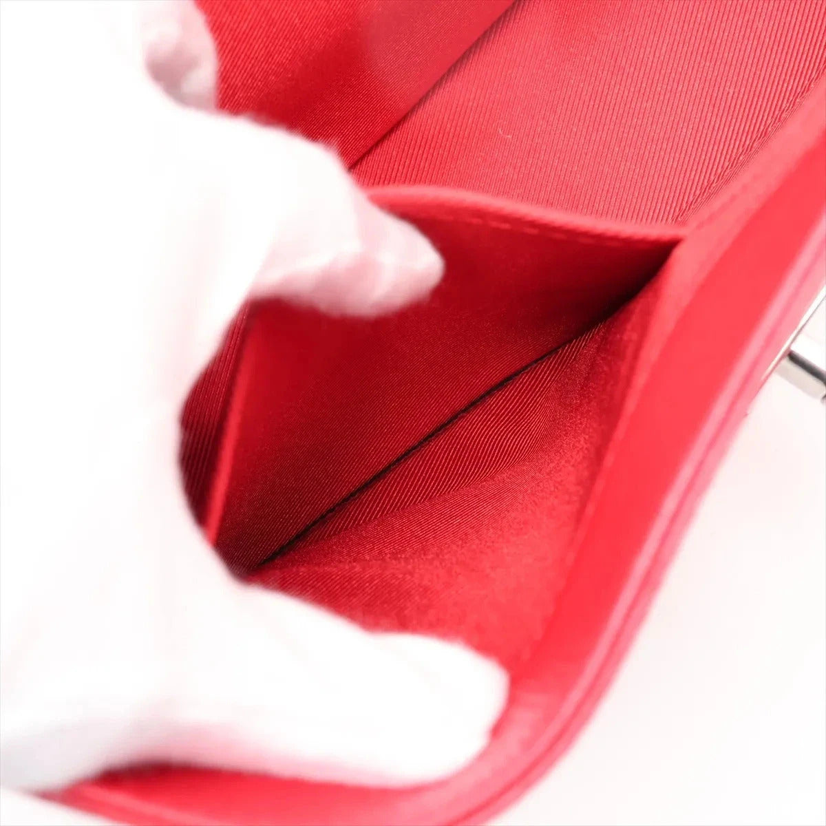 Pre-Loved Lockme II Handbag Leather with Silver Hardware, Red