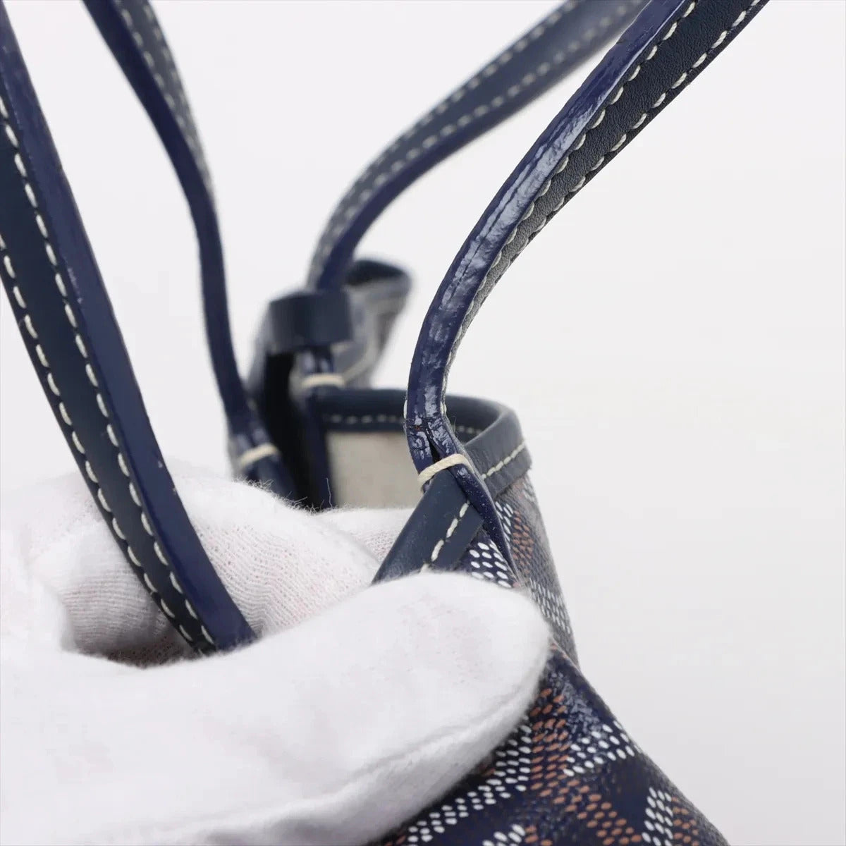 Pre-Loved Saint Louis Tote Goyardine Coated Canvas PM with Silver Hardware, Navy