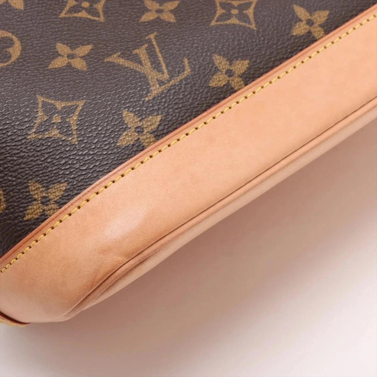 Pre-Loved Alma Handbag Monogram Coated Canvas PM with Gold Hardware, Brown