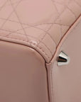 Pre-Loved Lady Dior Handbag Cannage Patent Leather Large with Silver Hardware, Pink
