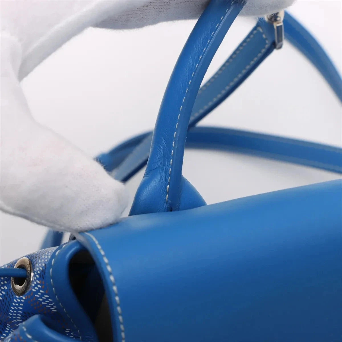 Pre-Loved Alpin Mini Backpack Goyardine Coated Canvas Mini with Silver Hardware, Blue