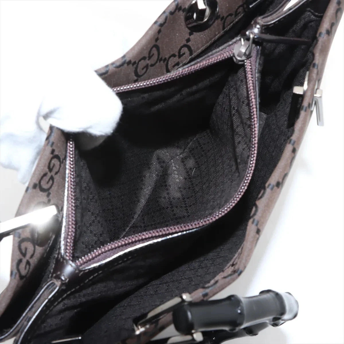 Pre-Loved Bamboo Tote Monogram Canvas with Silver Hardware, Brown