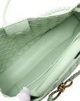 Pre-Loved Andiamo Handbag Intrecciato Leather Small with Gold Hardware, Mint Green