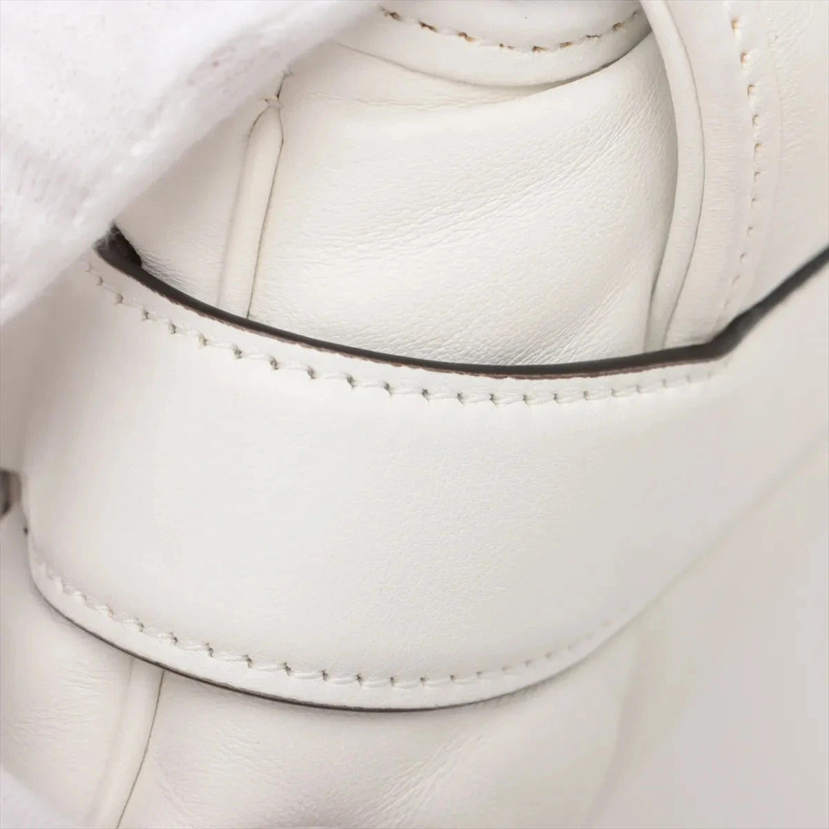 Pre-Loved Horsebit Chain Shoulder Bag Quilted Leather Small with Silver Hardware, White