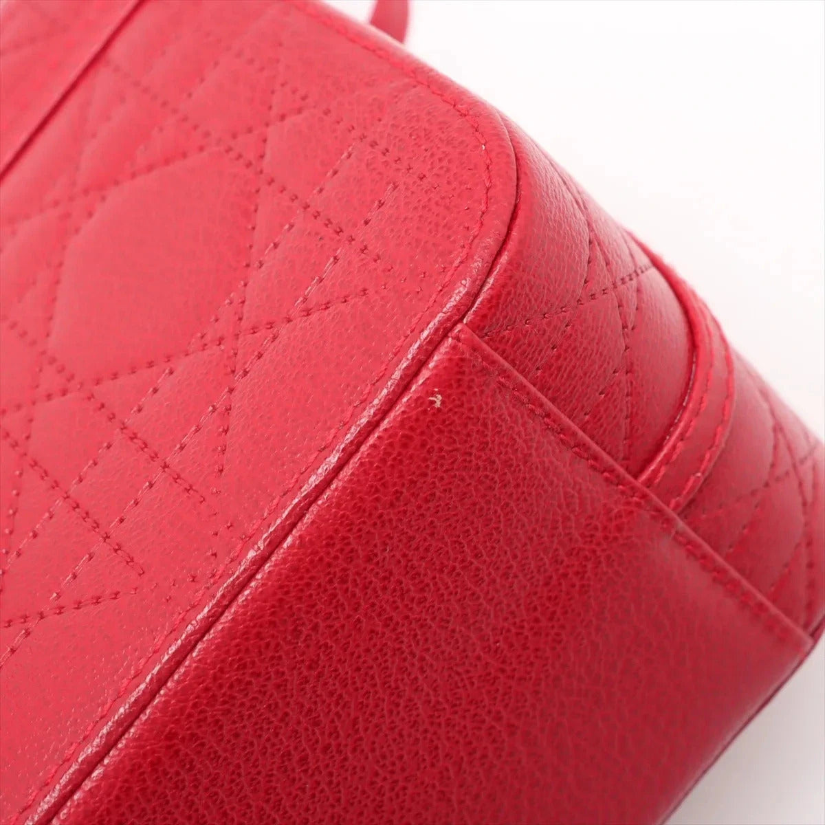 Pre-Loved Lady Dior Vanity Handbag Cannage Leather Mini with Silver Hardware, Red