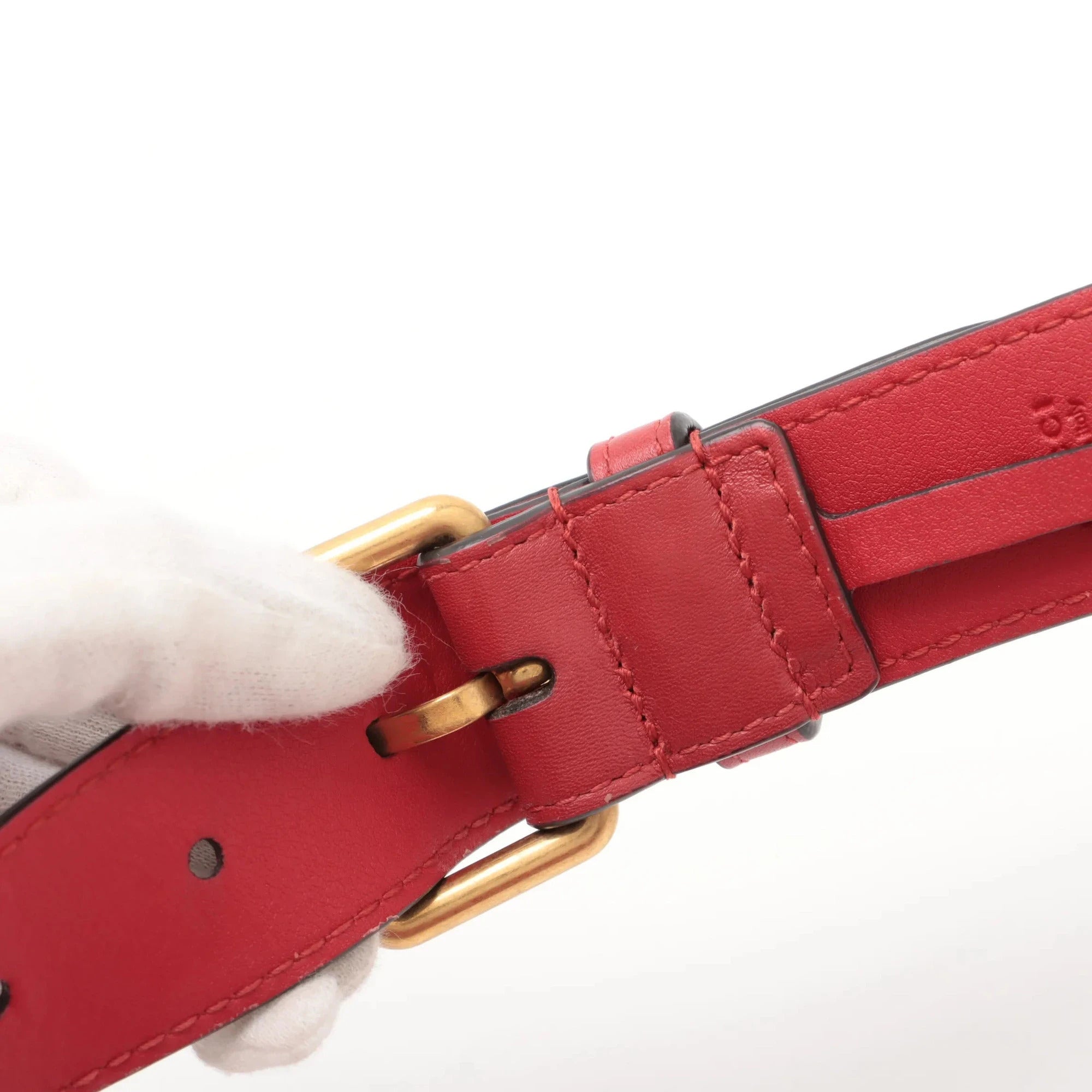 Pre-Loved GG Marmont Matelassé Belt Bag Quilted Leather with Aged Gold Hardware, Red