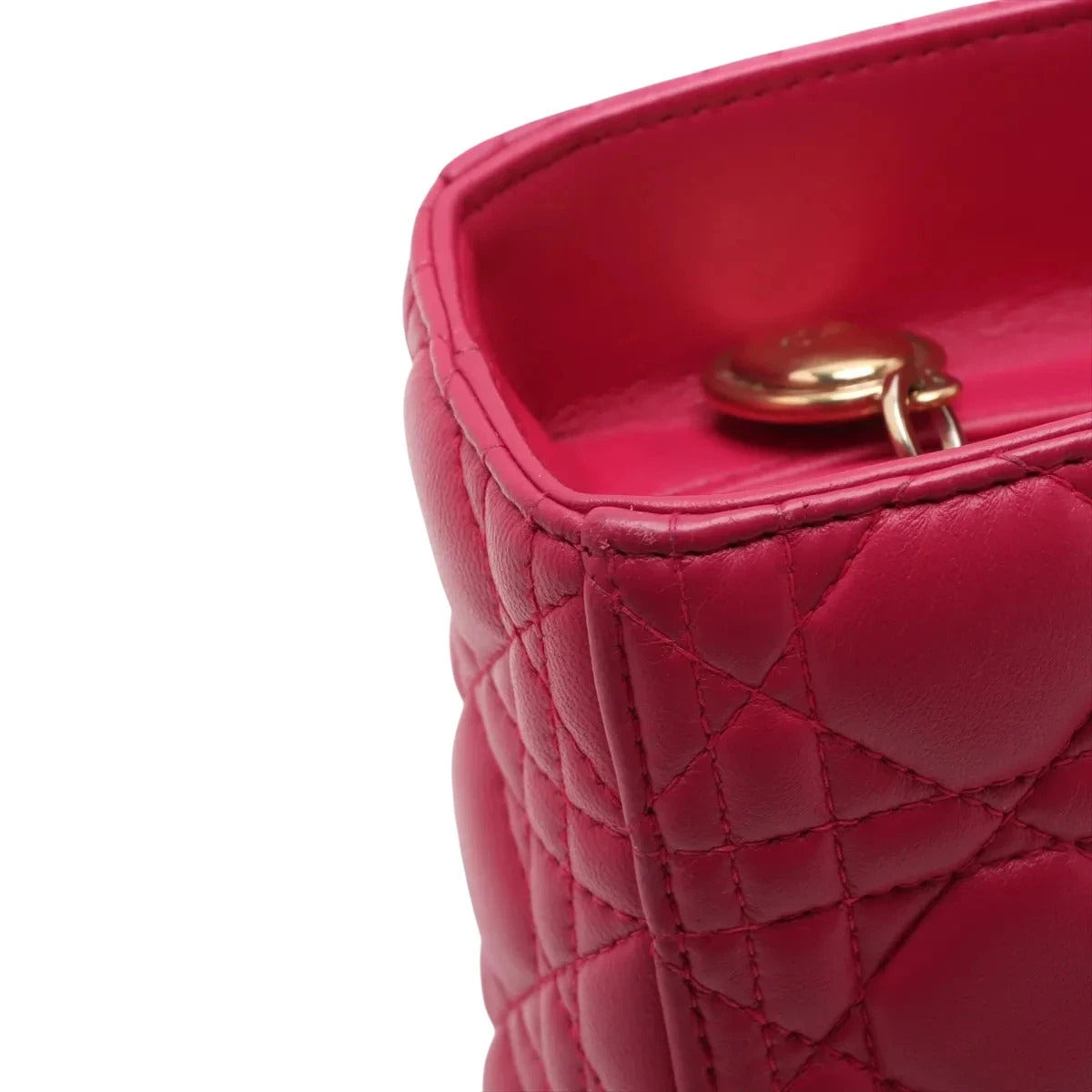 Pre-Loved Lady Dior Handbag Cannage Leather Large with Gold Hardware, Pink
