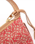 Pre-Loved Anagram Pochette Shoulder Bag Anagram Canvas Small with Gold Hardware, Red and Beige