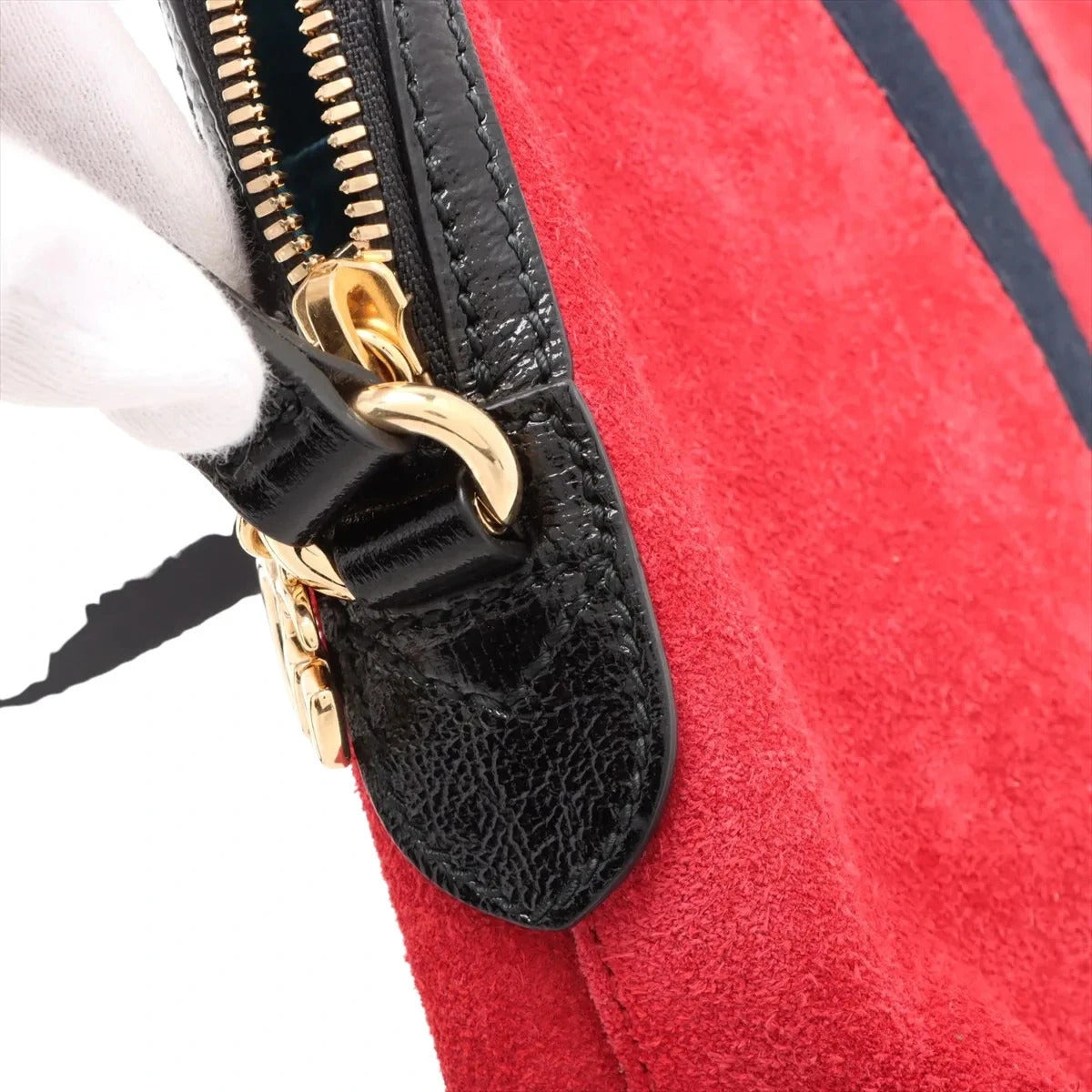 Pre-Loved Ophidia Crossbody Bag Suede Small with Gold Hardware, Red