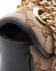 Pre-Loved GG Marmont Shoulder Bag Monogram Coated Canvas Mini with Gold Hardware, Beige / Ebony with Black Leather Trim