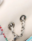 Pre-Loved Coco Stripe Flap Shoulder Bag Striped Canvas with Silver Hardware, Multicolor