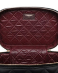 Pre-Loved Vanity Case Handbag Quilted Leather with Gold Hardware, Black