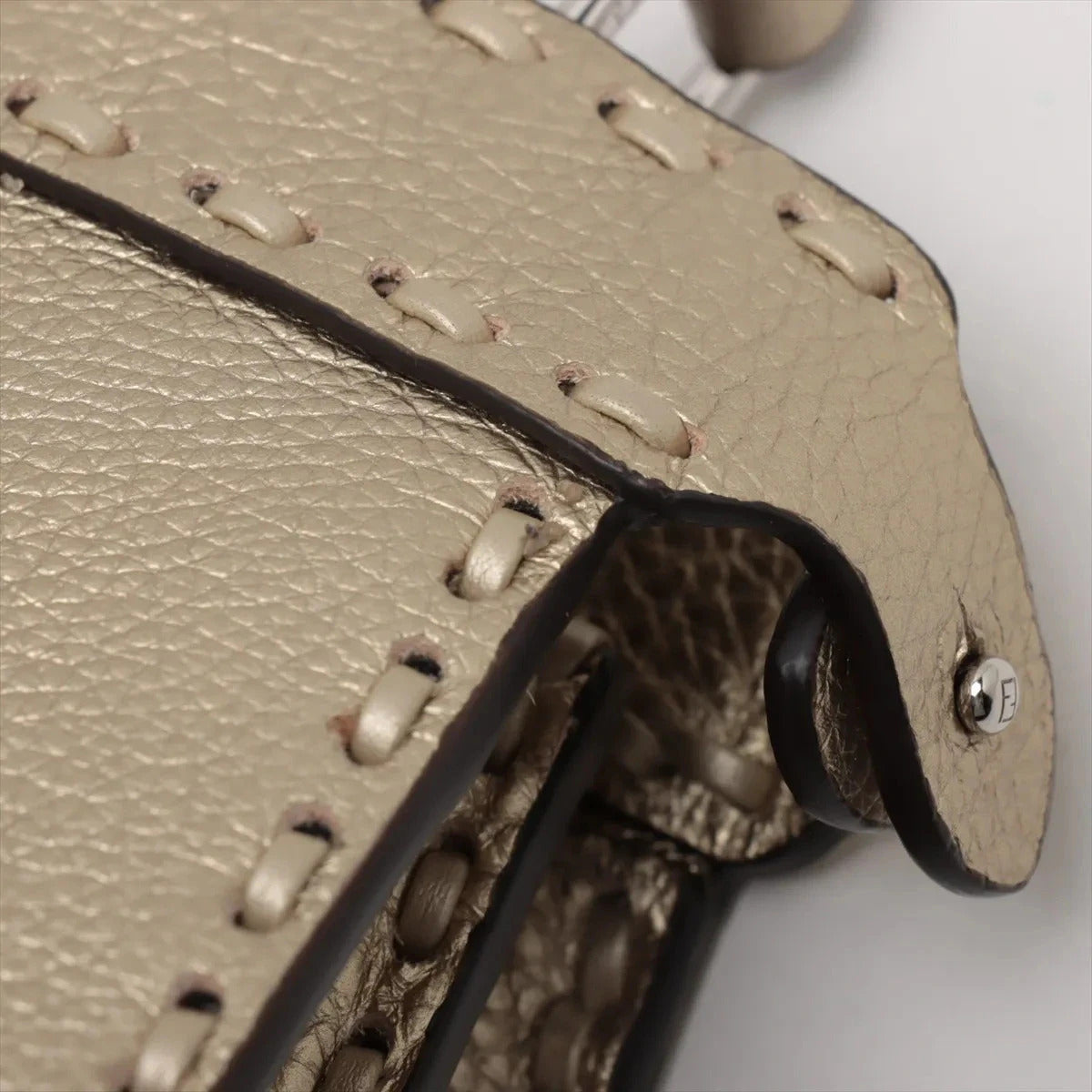 Pre-Loved Peekaboo Handbag Leather Mini with Silver Hardware, Gold