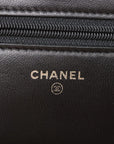 Pre-Loved Wallet on Chain Crossbody Bag Quilted Leather with Silver Hardware, Black