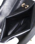 Pre-Loved Classic Double Flap Shoulder Bag Quilted Leather Medium with Gold Hardware, Black