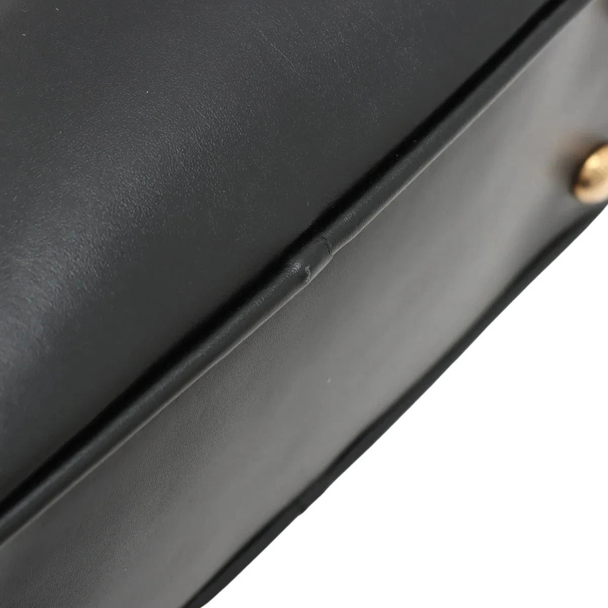 Pre-Loved Bowling Bag Handbag Leather Mini with Gold Hardware, Black