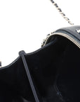 Pre-Loved CC Filigree Vanity Case Vanity Case Quilted Leather Small with Silver Hardware, Navy Blue with White Striped Trim