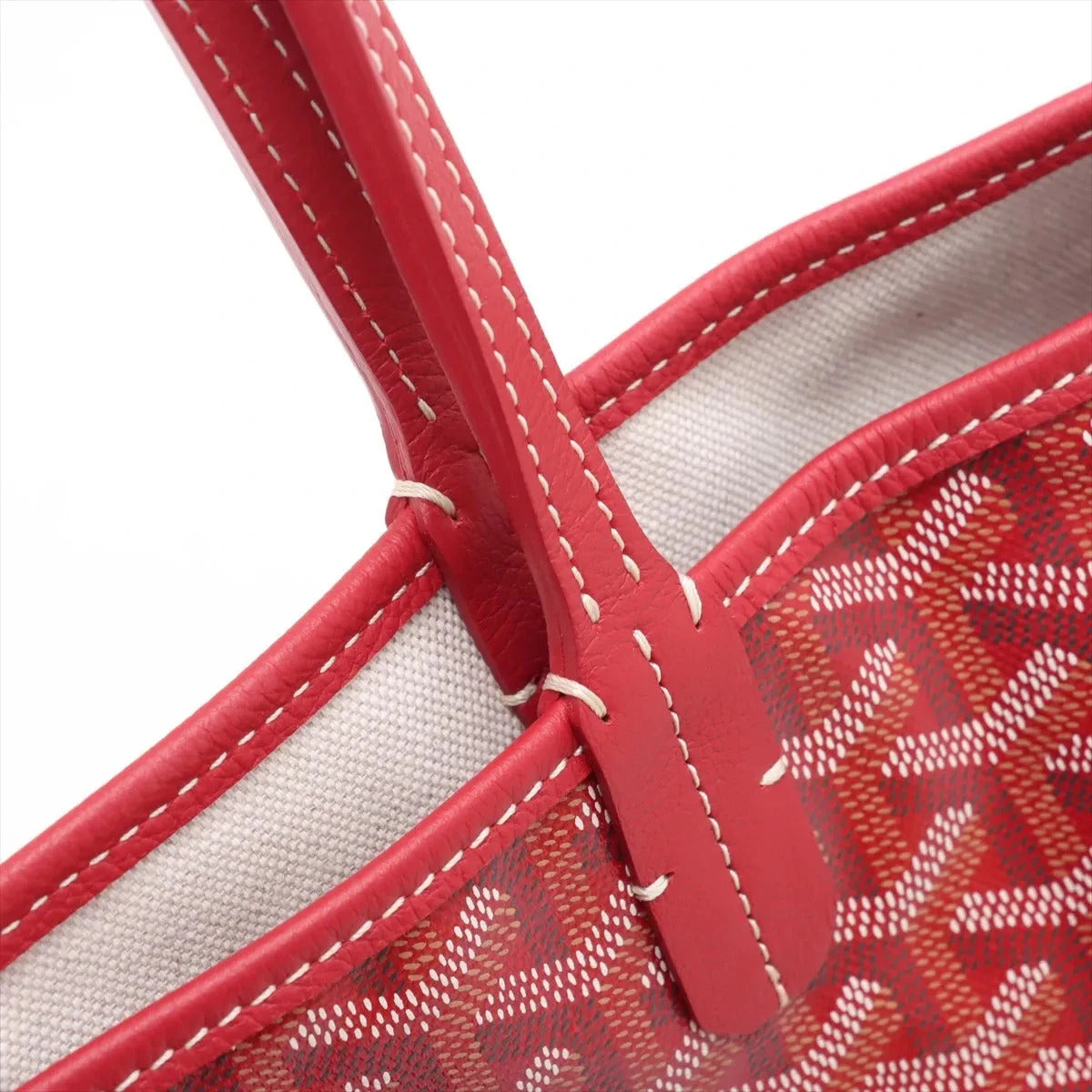 Pre-Loved Saint Louis Tote Goyardine Chevron Coated Canvas PM with Gold Hardware, Red