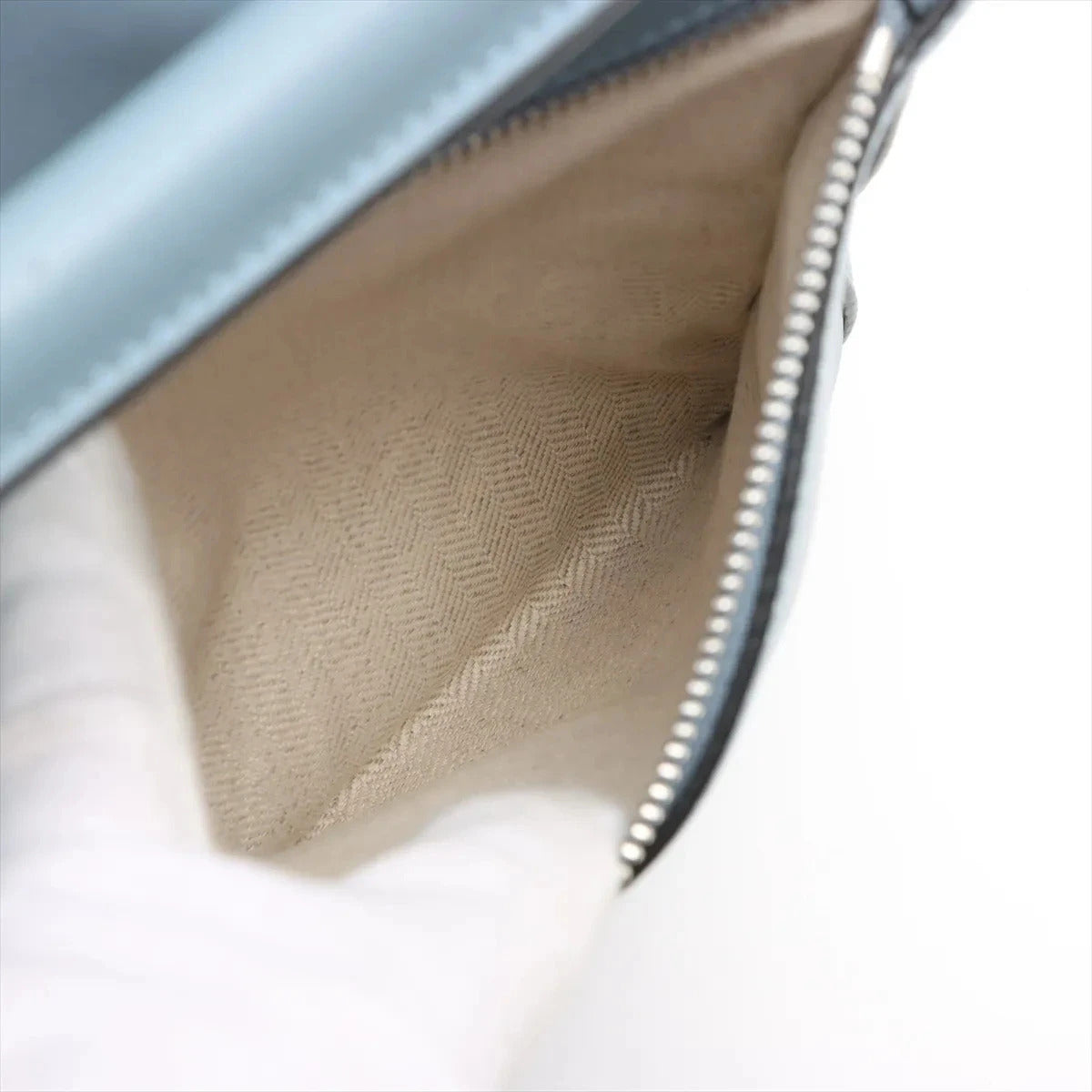 Pre-Loved Puzzle Handbag Leather Medium with Silver Hardware, Light Blue
