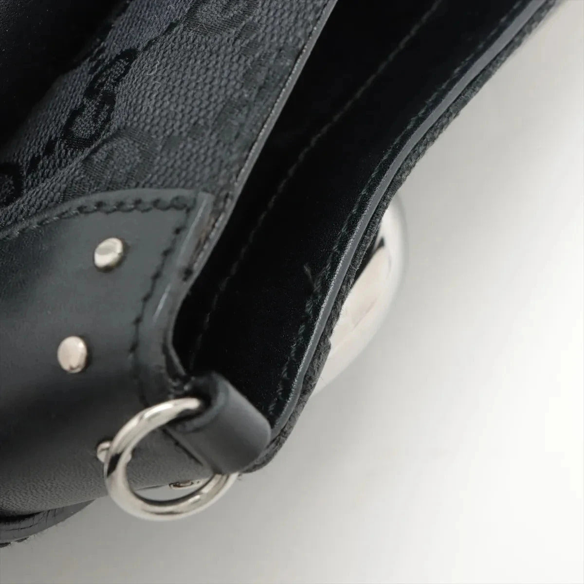 Pre-Loved Horsebit Chain Clutch Clutch Monogram Coated Canvas with Silver Hardware, Black