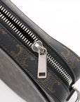 Pre-Loved Triomphe Camera Bag Crossbody Bag Triomphe Coated Canvas Medium with Silver Hardware, Black Brown