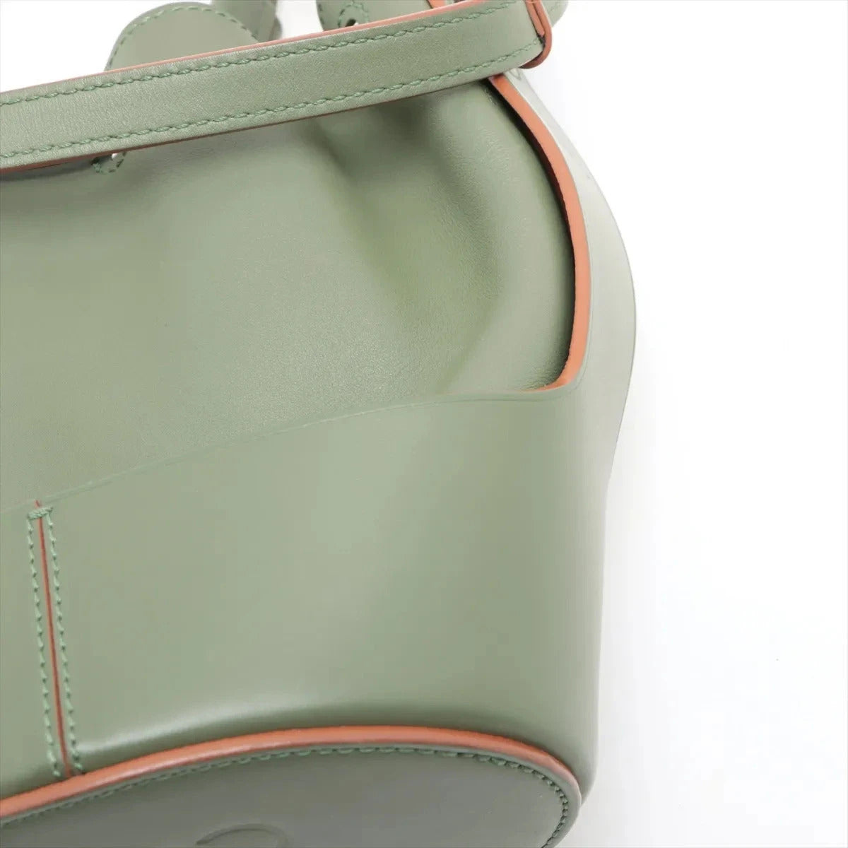 Pre-Loved Balloon Bucket Bag Leather Mini with Gold Hardware, Sage Green