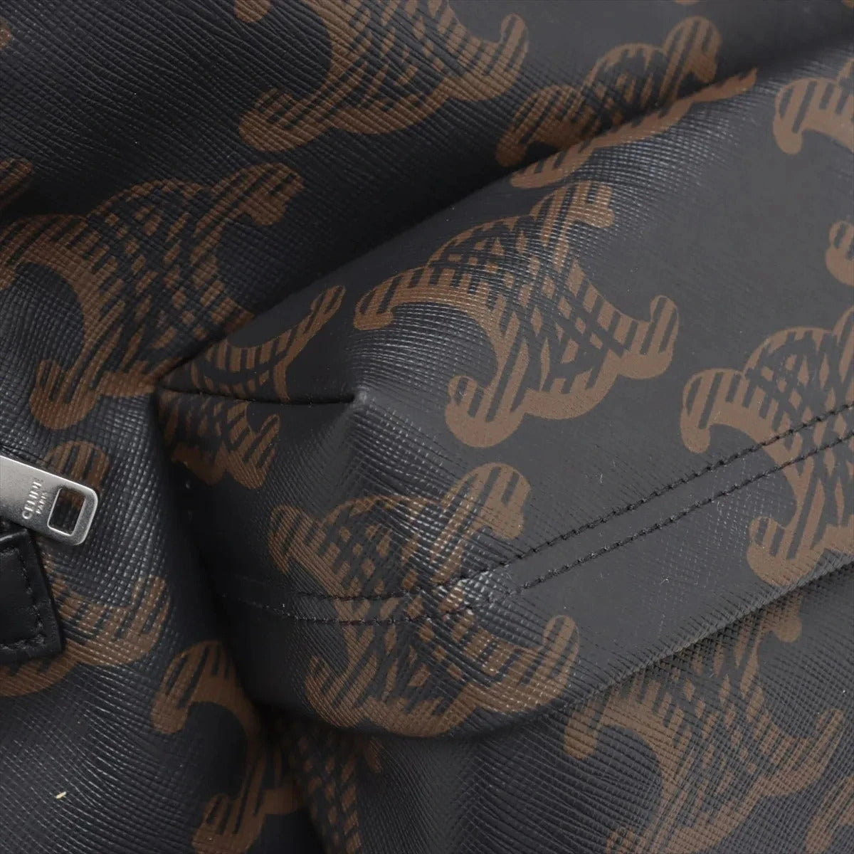 Pre-Loved Triomphe Backpack Triomphe Coated Canvas with Silver Hardware, Black and Brown