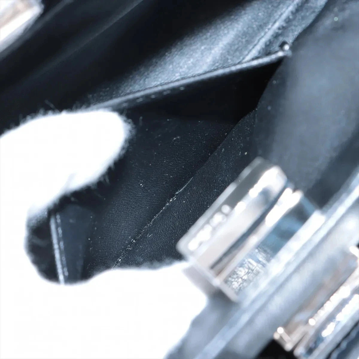 Pre-Loved Peekaboo Handbag Leather Mini with Silver Hardware, Black