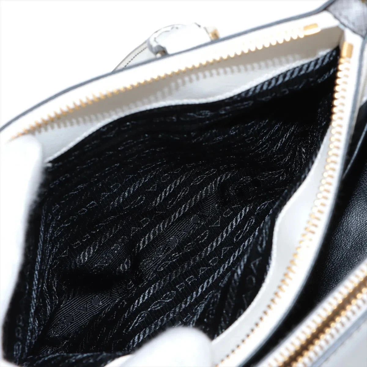Pre-Loved Galleria Handbag Leather Small with Gold Hardware, Gradient Grey/White