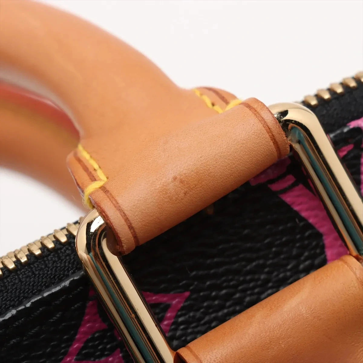 Pre-Loved Alma Handbag Monogram Coated Canvas PM with Gold Hardware, Black Multicolor