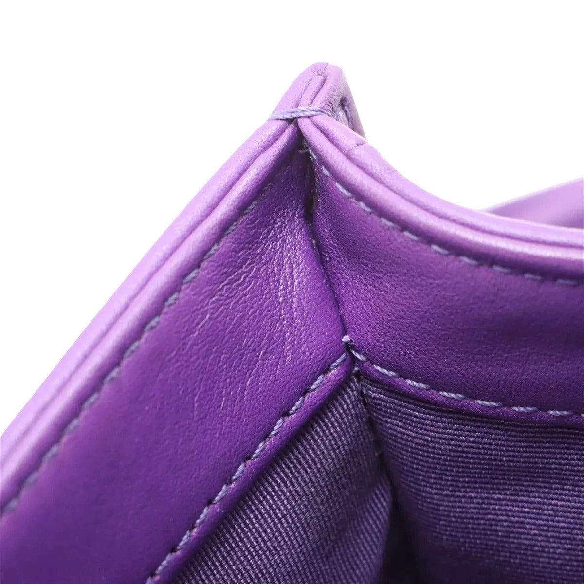 Pre-Loved Boy Shoulder Bag Quilted Leather Old Medium with Gold Hardware, Purple