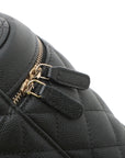 Pre-Loved CC Filigree Vanity Case Vanity Case Quilted Leather Small with Silver Hardware, Black