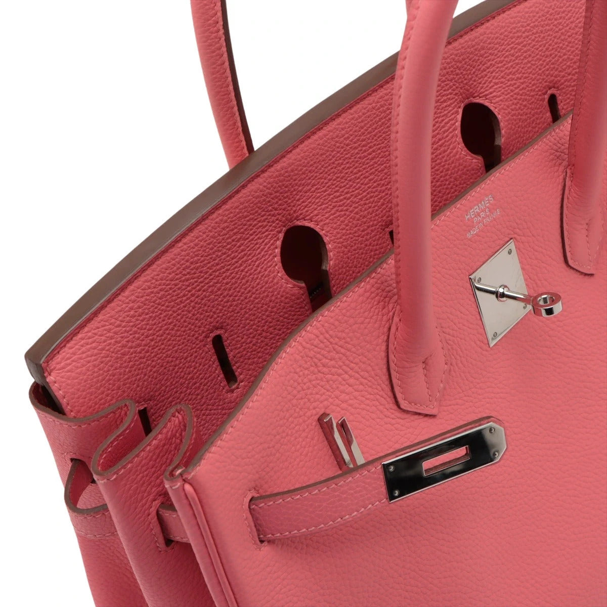 Pre-Loved Birkin Handbag Leather 30 with Palladium Hardware, Pink