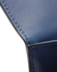 Pre-Loved Sylvie Shoulder Bag Leather Small with Gold Hardware, Navy Blue