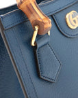 Pre-Loved Diana Bamboo Tote Leather Mini with Gold Hardware, Blue