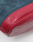 Pre-Loved Rajah Bucket Bag Suede Web Stripe Small with Gold Hardware, Blue